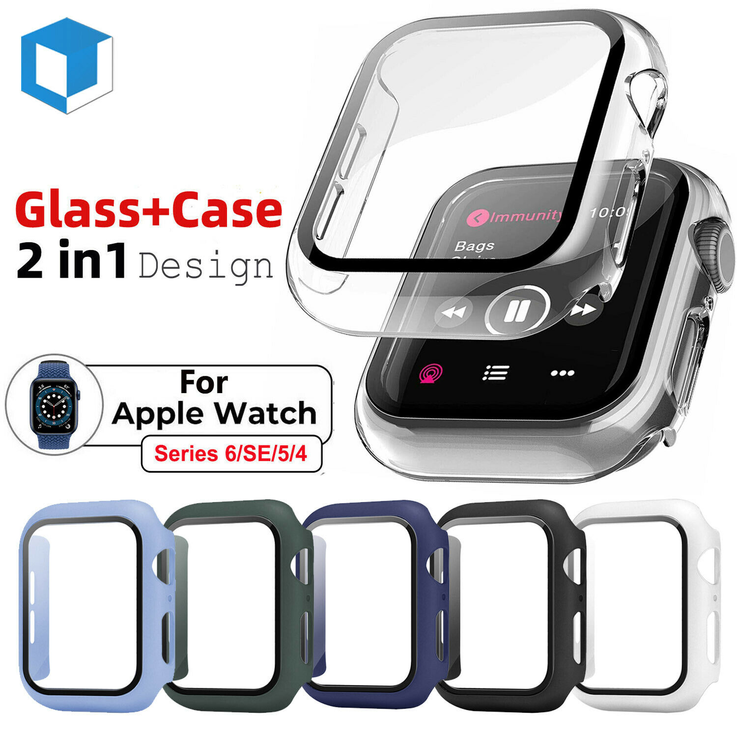 For Apple Watch Series 6 Se 5 4 40 44mm Full Cover Screen Protector Bumper Case